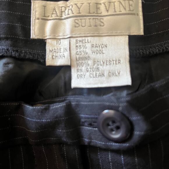 Larry Levine Women’s Dress Pants 10 Black Pinstripe Wool Blend Lined Career Work - Picture 3 of 9